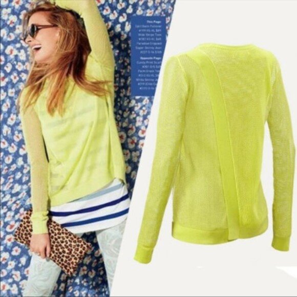 Cabi Sweater Bundle Canary Yellow & Chartreuse Fly Away Mesh Lightweight Tops L - Picture 3 of 15